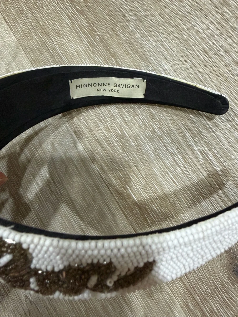 Mignonne Gavigan Beaded White 'Love' Headband